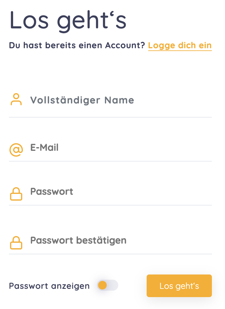Loyalista account registration form